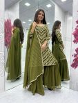 FANCY GEORGETTE EMBROIDREY SEQUENCE WORK TOP SHARARA WITH DUPATTA PARTY WEAR WHOLESALE PRICE ETHNIC GARMENT (9)
