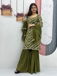 FANCY GEORGETTE EMBROIDREY SEQUENCE WORK TOP SHARARA WITH DUPATTA PARTY WEAR WHOLESALE PRICE ETHNIC GARMENT (9)