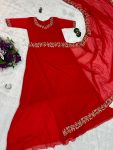 FANCY GEORGETTE FLAIRED LACE WORK GOWN SAREE WITH ATTACHED PALLU PARTY WEAR WHOLESALE PRICE ETHNIC GARMENT (8)