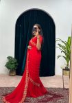 FANCY GEORGETTE FLAIRED LACE WORK GOWN SAREE WITH ATTACHED PALLU PARTY WEAR WHOLESALE PRICE ETHNIC GARMENT (8)