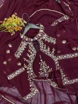 FANCY GEORGETTE RUFFLE EMBROIDERY MIRROR WORK LEHENGA SAREE WITH READY TO WEAR BLOUSE PARTY WEAR WHOLESALE PRICE ETHNIC GARMENT (3)