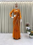 FANCY GEORGETTE RUFFLE EMBROIDERY MIRROR WORK LEHENGA SAREE WITH READY TO WEAR BLOUSE PARTY WEAR WHOLESALE PRICE ETHNIC GARMENT (2)