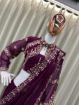 FANCY GEORGETTE RUFFLE EMBROIDERY MIRROR WORK LEHENGA SAREE WITH READY TO WEAR BLOUSE PARTY WEAR WHOLESALE PRICE ETHNIC GARMENT (3)
