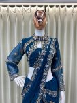 FANCY GEORGETTE RUFFLE EMBROIDERY MIRROR WORK LEHENGA SAREE WITH READY TO WEAR BLOUSE PARTY WEAR WHOLESALE PRICE ETHNIC GARMENT (2)