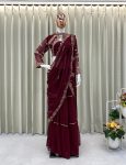 FANCY GEORGETTE RUFFLE EMBROIDERY MIRROR WORK LEHENGA SAREE WITH READY TO WEAR BLOUSE PARTY WEAR WHOLESALE PRICE ETHNIC GARMENT (3)