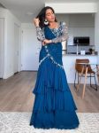 FANCY GEORGETTE THREAD SEQUENCE LACE WORK LEHENGA SAREE WITH UNSTITCHED BLOUSE PARTY WEAR WHOLESALE PRICE ETHNIC GARMENT (3)