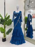 FANCY GEORGETTE THREAD SEQUENCE LACE WORK LEHENGA SAREE WITH UNSTITCHED BLOUSE PARTY WEAR WHOLESALE PRICE ETHNIC GARMENT (3)