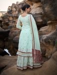 FANCY GEORGETTE THREAD SEQUENCE MOTI WORK TOP SHARARA WITH DUPATTA PARTY WEAR WHOLESALE PRICE ETHNIC GARMENT (11)