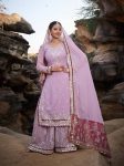 FANCY GEORGETTE THREAD SEQUENCE MOTI WORK TOP SHARARA WITH DUPATTA PARTY WEAR WHOLESALE PRICE ETHNIC GARMENT (6)