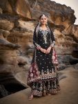 FANCY GEORGETTE THREAD SEQUENCE MOTI WORK TOP SHARARA WITH DUPATTA PARTY WEAR WHOLESALE PRICE ETHNIC GARMENT (5)