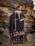 FANCY GEORGETTE THREAD SEQUENCE MOTI WORK TOP SHARARA WITH DUPATTA PARTY WEAR WHOLESALE PRICE ETHNIC GARMENT (5)