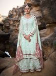 FANCY GEORGETTE THREAD SEQUENCE MOTI WORK TOP SHARARA WITH DUPATTA PARTY WEAR WHOLESALE PRICE ETHNIC GARMENT (11)