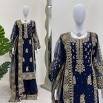 FANCY GEORGETTE THREAD SEQUENCE PEARL WORK TOP BOTTOM WITH DUPATTA PARTY WEAR WHOLESALE PRICE ETHNIC GARMENT (3)
