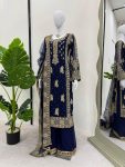 FANCY GEORGETTE THREAD SEQUENCE PEARL WORK TOP BOTTOM WITH DUPATTA PARTY WEAR WHOLESALE PRICE ETHNIC GARMENT (3)