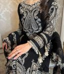 FANCY GEORGETTE ZARI EMBROIDERY WORK TOP BOTTOM WITH DUPATTA PARTY WEAR WHOLESALE PRICE ETHNIC GARMENT (3)