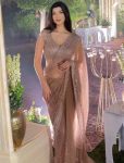 FANCY NET SEQUENCE WORK SAREE WITH UNSTITCHED BLOUSE PARTY WEAR WHOLESALE PRICE ETHNIC GARMENT (3)