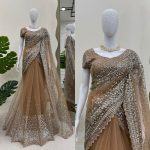 FANCY NET SEQUENCE WORK SAREE WITH UNSTITCHED BLOUSE PARTY WEAR WHOLESALE PRICE ETHNIC GARMENT (3)