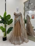 FANCY NET SEQUENCE WORK SAREE WITH UNSTITCHED BLOUSE PARTY WEAR WHOLESALE PRICE ETHNIC GARMENT (3)
