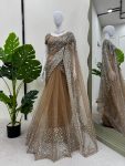 FANCY NET SEQUENCE WORK SAREE WITH UNSTITCHED BLOUSE PARTY WEAR WHOLESALE PRICE ETHNIC GARMENT (3)