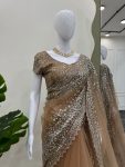 FANCY NET SEQUENCE WORK SAREE WITH UNSTITCHED BLOUSE PARTY WEAR WHOLESALE PRICE ETHNIC GARMENT (3)