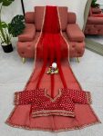 FANCY ORGANZA SILK THREAD SEQUENCE WORK SAREE WITH UNSTITCHED BLOUSE PARTY WEAR WHOLESALE PRICE ETHNIC GARMENT (6)