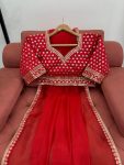 FANCY ORGANZA SILK THREAD SEQUENCE WORK SAREE WITH UNSTITCHED BLOUSE PARTY WEAR WHOLESALE PRICE ETHNIC GARMENT (6)