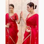 FANCY ORGANZA SILK THREAD SEQUENCE WORK SAREE WITH UNSTITCHED BLOUSE PARTY WEAR WHOLESALE PRICE ETHNIC GARMENT (6)
