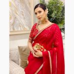 FANCY ORGANZA SILK THREAD SEQUENCE WORK SAREE WITH UNSTITCHED BLOUSE PARTY WEAR WHOLESALE PRICE ETHNIC GARMENT (6)