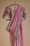FANCY ORGANZA THREAD SEQUENCE WORK SAREE WITH UNSTITCHED BLOUSE PARTY WEAR WHOLESALE PRICE ETHNIC GARMENT (6)