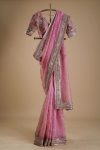 FANCY ORGANZA THREAD SEQUENCE WORK SAREE WITH UNSTITCHED BLOUSE PARTY WEAR WHOLESALE PRICE ETHNIC GARMENT (6)