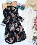 FANCY RAYON DIGITAL PRINTED KURTI WITH PALAZZO BLACK