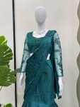 FANCY SATIN THREAD SEQUENCE WORK LEHENGA SAREE WITH UNSTITCHED BLOUSE PARTY WEAR WHOLESALE PRICE ETHNIC GARMENT (5)
