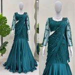 FANCY SATIN THREAD SEQUENCE WORK LEHENGA SAREE WITH UNSTITCHED BLOUSE PARTY WEAR WHOLESALE PRICE ETHNIC GARMENT (5)