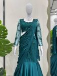 FANCY SATIN THREAD SEQUENCE WORK LEHENGA SAREE WITH UNSTITCHED BLOUSE PARTY WEAR WHOLESALE PRICE ETHNIC GARMENT (5)