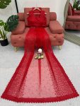 FANCY SOFT NET THREAD SEQUENCE WORK SAREE WITH UNSTITCHED BLOUSE PARTY WEAR WHOLESALE PRICE ETHNIC GARMENT (5)