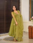 FANCY TABBY ORGANZA SILK THREAD EMBROIDERY WORK GOWN BOTTOM WITH DUPATTA PARTY WEAR WHOLESALE PRICE ETHNIC GARMENT (8)