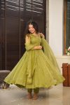 FANCY TABBY ORGANZA SILK THREAD EMBROIDERY WORK GOWN BOTTOM WITH DUPATTA PARTY WEAR WHOLESALE PRICE ETHNIC GARMENT (8)