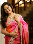 FANCY TISSUE SILK EMBROIDERY SEQUENCE MIRROR MOTI LACE BORDER WORK SAREE WITH UNSTITCHED BLOUSE PARTY WEAR WHOLESALE PRICE ETHNIC GARMENT (7)