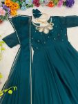 FASHIONABLE BLAACK RANGOLI GEORGETTE EMBROIDERY NECK DESIGNER GOWN WITH DUPATTA PARTY WEAR WHOLESALE PRICE ETHNIC GARMENT (4)