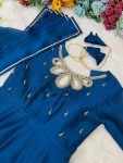 FASHIONABLE BLAACK RANGOLI GEORGETTE EMBROIDERY NECK DESIGNER GOWN WITH DUPATTA PARTY WEAR WHOLESALE PRICE ETHNIC GARMENT (8)