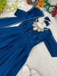 FASHIONABLE BLAACK RANGOLI GEORGETTE EMBROIDERY NECK DESIGNER GOWN WITH DUPATTA PARTY WEAR WHOLESALE PRICE ETHNIC GARMENT (8)
