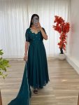 FASHIONABLE BLAACK RANGOLI GEORGETTE EMBROIDERY NECK DESIGNER GOWN WITH DUPATTA PARTY WEAR WHOLESALE PRICE ETHNIC GARMENT (4)