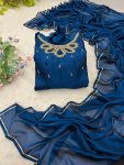 FASHIONABLE BLAACK RANGOLI GEORGETTE EMBROIDERY NECK DESIGNER GOWN WITH DUPATTA PARTY WEAR WHOLESALE PRICE ETHNIC GARMENT (8)