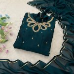 FASHIONABLE BLAACK RANGOLI GEORGETTE EMBROIDERY NECK DESIGNER GOWN WITH DUPATTA PARTY WEAR WHOLESALE PRICE ETHNIC GARMENT (4)