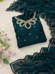 FASHIONABLE BLAACK RANGOLI GEORGETTE EMBROIDERY NECK DESIGNER GOWN WITH DUPATTA PARTY WEAR WHOLESALE PRICE ETHNIC GARMENT (4)