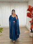 FASHIONABLE BLAACK RANGOLI GEORGETTE EMBROIDERY NECK DESIGNER GOWN WITH DUPATTA PARTY WEAR WHOLESALE PRICE ETHNIC GARMENT (8)