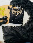 FASHIONABLE BLACK RANGOLI GEORGETTE EMBROIDERY NECK DESIGNER GOWN WITH DUPATTA PARTY WEAR WHOLESALE PRICE ETHNIC GARMENT (12)