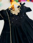 FASHIONABLE BLACK RANGOLI GEORGETTE EMBROIDERY NECK DESIGNER GOWN WITH DUPATTA PARTY WEAR WHOLESALE PRICE ETHNIC GARMENT (12)