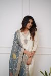 FASHIONABLE CHANDERI SILK CODING SEQUENCE EMBROIDERY WORK TOP BOTTOM WITH DUPATTA PARTY WEAR WHOLESALE PRICE ETHNIC GARMENT (7)