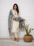 FASHIONABLE CHANDERI SILK CODING SEQUENCE EMBROIDERY WORK TOP BOTTOM WITH DUPATTA PARTY WEAR WHOLESALE PRICE ETHNIC GARMENT (7)